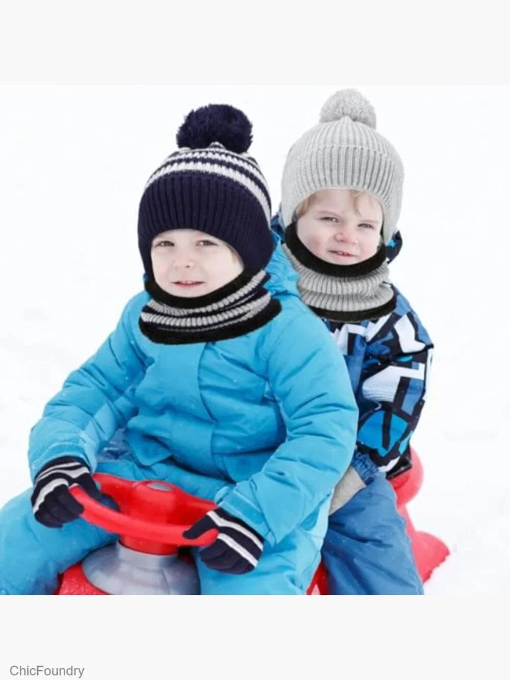 6 Pairs Kids Hat Scarf Gloves Set Winter Knit Beanie Fleece Neck Gaiters Gifts